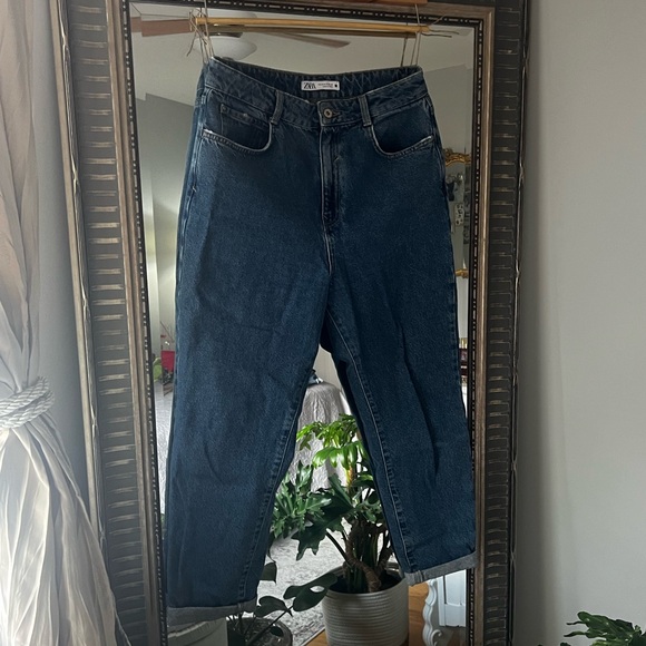 Zara Dark Denim Blue Mom Jeans - Picture 1 of 1